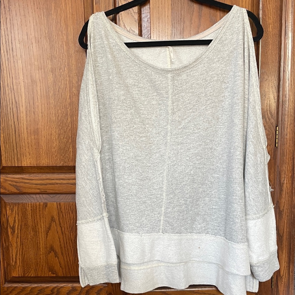 Free People Gray and Cream Sweater